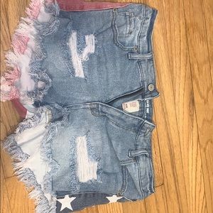 Denim American flag shorts
